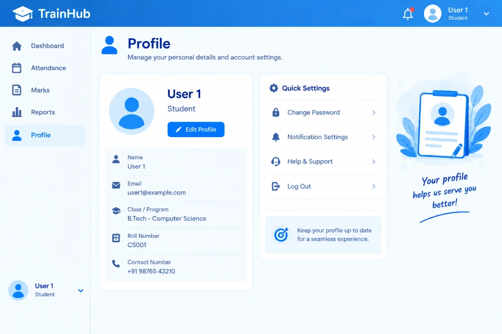 TrainHub Profile and Settings Management